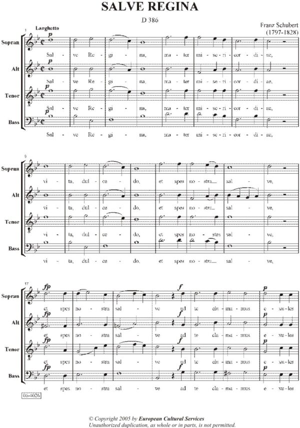 SCHUBERT, Franz: "Salve Regina", D 386
