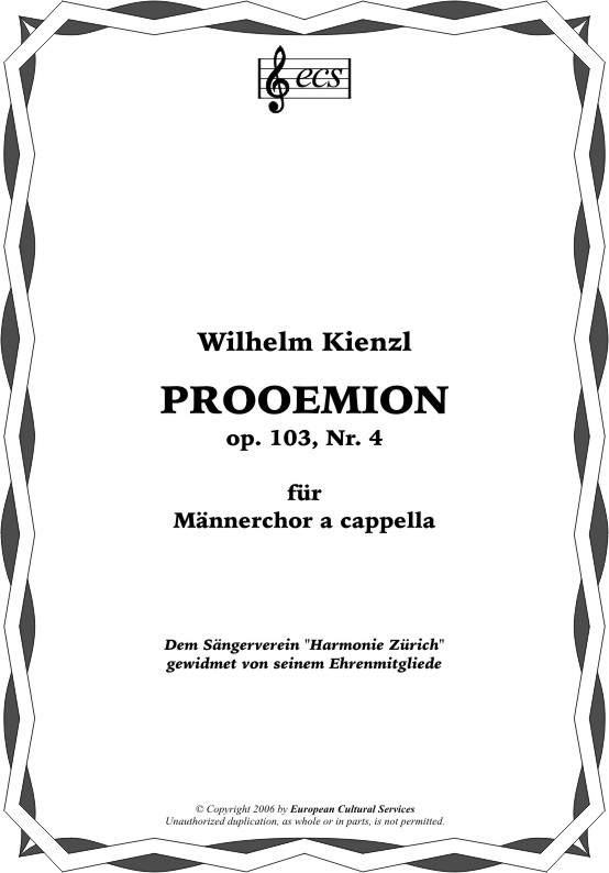 KIENZL, Wilhelm: "Prooemion", op. 103/4