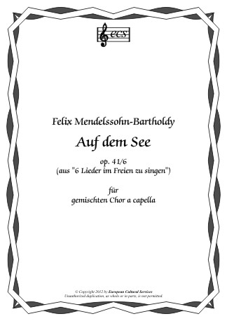 Mendelssohn-Bartholdy: "Auf dem See", op. 41/6