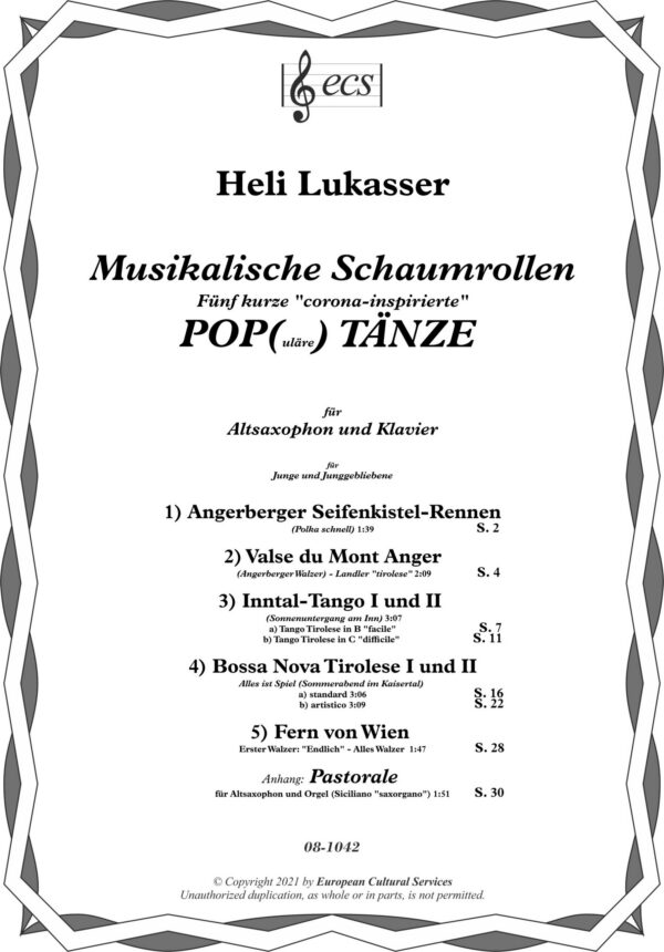 LUKASSER, Heli: "Musikalische Schaumrollen" (Alto Saxophone)